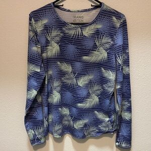 Hang Ten Women's Long Sleeve Rash Guard Palm Print Top - large